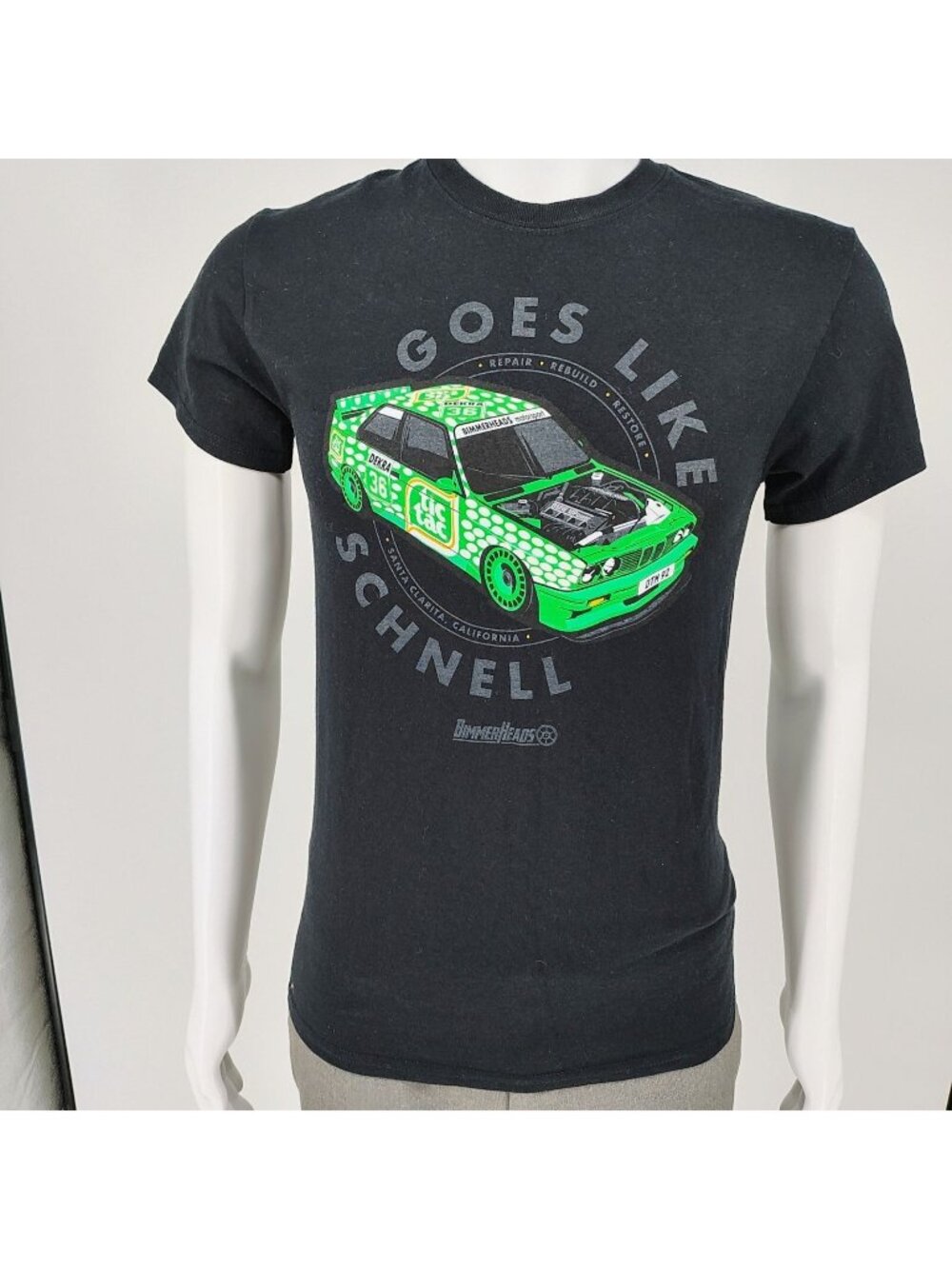BimmerHeads "Goes Like Schnell" BMW M3 E30 Tic Tac Black Graphic T-Shirt (S)